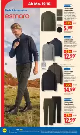 Lidl Prospekt woche 43 Seite 10: ESMARA MEN Steppjacke €14,99, ESMARA MEN Grobstrick-Troyer €12,99