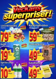 Supergrossen reklamblad vecka 41 Sida 2: Lösviktsgodis €79,95, Kycklingklubbor €59,95