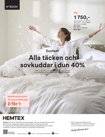 Hemtex reklamblad Sida 12: Emma medelvarmt duntäcke, Alla täcken och sovkuddar i dun
