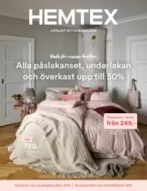 Hemtex reklamblad Sida 1: Lonnie överkast €720,00, Påslakanset i flanell €499,90