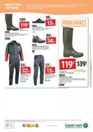 Catalogue Gamm vert page 12: Bottillon cleanland ou cleanlady rouchette €34,99, Botte parcours 2 aigle €119,00