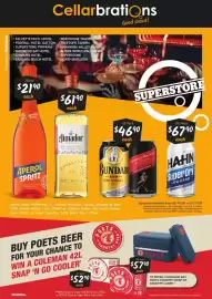 Cellarbrations catalogue Page 1: Bundaberg Original & Cola €46,90, Hahn SuperDry Low Carb €67,90