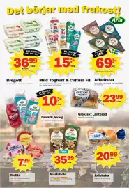 Pekås reklamblad vecka 41 Sida 3: Arla mild yoghurt €15,00, Bregott €36,99