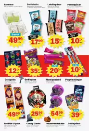 Pekås reklamblad vecka 41 Sida 4: Pingvin lakritspåsar €15,00, Anthon Berg marsipanbröd €54,99