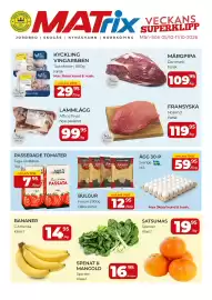 Matrix Butikerna reklamblad vecka 41 Sida 1: Fransyska Färsk €119,95, Ägg 30-p €59,95