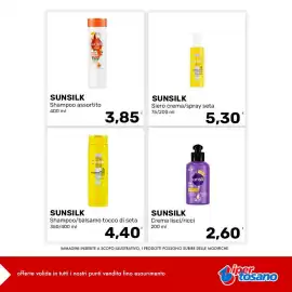 Volantino Iper Tosano settimana 41 Pagina 7: Sunsilk Shampoo/balsamo tocco di seta €4,40, Sunsilk Shampoo assortito €3,85
