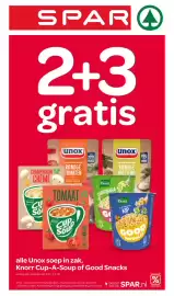 Spar folder Pagina 2: Alle Unox soep in zak, Knorr Cup-A-Soup of Good Snacks