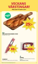 Tempo reklamblad vecka 41 Sida 3: Grillade kycklingben 4-pack €25,00, Fläskfile €89,00