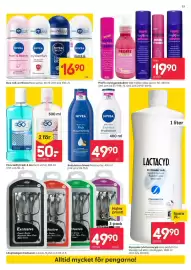 Rusta reklamblad vecka 41 Sida 13: Lactacyd flytande tvål utan parfym €49,90, Nivea body lotion flera sorter €49,90