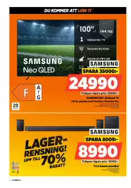 Power reklamblad vecka 41 Sida 4: Samsung 100" 4k smart tv €24.990,00, Samsung 11.1.4-kanals soundbar €8.990,00