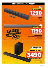 Power reklamblad vecka 41 Sida 7: LG 2.0-kanals soundbar €1.190,00, Samsung 5.1-kanals soundbar €3.490,00