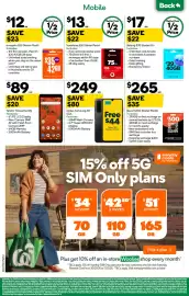 Woolworths catalogue week 41 Page 52: Telstra T-Essential 2S €89,00, Optus Samsung A17 5GA €249,00