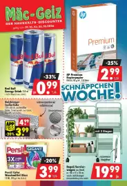 Mäc Geiz Prospekt woche 43 Seite 1: Persil Color Waschmittel Discs €3,99, Red Bull Energy Drink €0,99