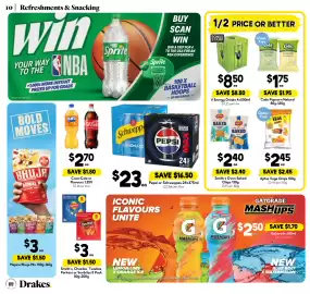 Drakes catalogue week 41 Page 10: Pepsi or Schweppes €23,00, Smith's Oven Baked Chips €2,40