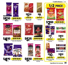 Drakes catalogue week 41 Page 11: Darrell Lea Choc Liquorice, BB's, Balls or Bites €4,50, Cadbury Favourites €7,00
