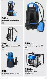 Biltema kundeavis Side 11: Nedsenkbar vannpumpe DPS 1000 €999,00, IbiliTecan nedsenkbar pumpe DP 402 €499,00