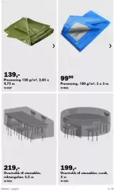 Biltema kundeavis Side 13: Overtrekk til utemøbler, rektangulær, 2,5 m €219,00, Presenning €99,90