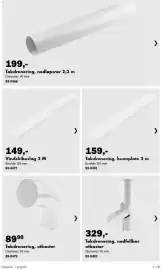 Biltema kundeavis Side 9: Takdrenering, nedløpsrør €199,00, Vindskibeslag 2 M €149,00