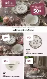 Nille kundeavis Side 1: Bogstad Asjett Brun €99,95, Bogstad Dyp Tallerken €109,95