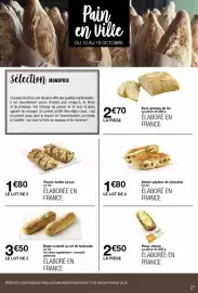 Catalogue Monop' page 27: Suisse pépites de chocolat €1,80, Éclair caramel au sel de Guérande €3,50