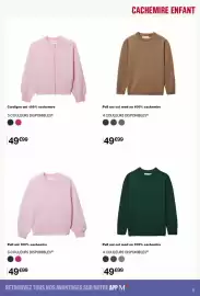 Catalogue Monop' page 5: Pull uni col rond en 100% cachemire €49,99, Cardigan uni 100% cachemire €49,00