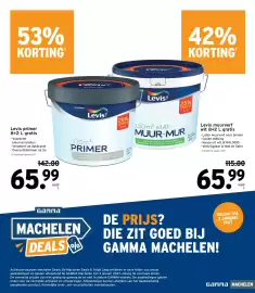GAMMA folder Pagina 6: 53% KORTING' LEVISY Pamer 42% KORTING AkzoNobel Levis 25% GRATIS Levis primer 8+2 L gratis - Voorkomt