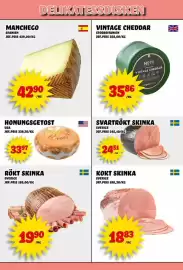 Nelins reklamblad vecka 41 Sida 10: Svartrökt skinka €24,51, Skinka €18,83