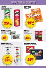 Nelins reklamblad vecka 41 Sida 14: Celsius energidryck €32,00, Pringles chips €25,00