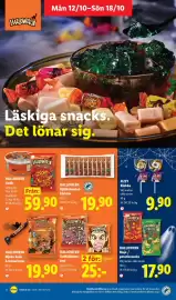 Lidl reklamblad vecka 42 Sida 11: Halloween Mjölkchoklad-klubbor €19,90, Halloween godiständer/ben €25,00