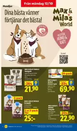 Lidl reklamblad vecka 42 Sida 19: Max & Mila's World Kattmat i gelé €69,90, Max & Mila's World Hundgodis €21,90