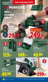 Lidl reklamblad vecka 42 Sida 21: Parkside fuktmätare/infrarödtermometer €129,00, Parkside Handcirkelsåg €299,00