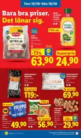 Lidl reklamblad vecka 42 Sida 28: Arla Riven ost €56,90, Trattoria Alfredo Minipizza €29,90