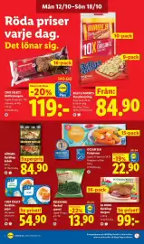 Lidl reklamblad vecka 42 Sida 7: Görans kycklingkebab €84,90, Billy's/gorby's pan pizza/pirog €84,90