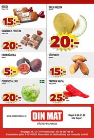 Din Mat reklamblad vecka 41 Sida 8: Fikon färska €5,00, Galia melon €20,00