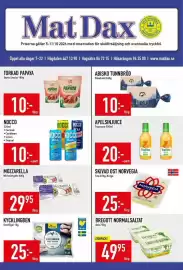 Matdax reklamblad vecka 41 Sida 1: Torkad papaya €10,00, Nocco €10,00