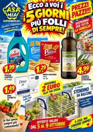 Volantino A Casa Mia Pagina 1: Dove beauty cream bar €1,49, Pavesi crackers €1,29