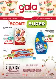 Volantino Gala Supermercati Pagina 1: Detersivo liquido lavatrice Ace €2,39, Gocci ole Pavesi Chocolate €2,99