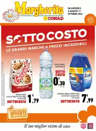 Volantino Conad Margherita Pagina 1: Gocciole Pavesi classiche/extra dark/ coconut €1,79
