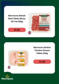 Morrisons leaflet week 41 Page 5: Morrisons british beef steak mince €5,05, Morrisons british chicken breast fillets €4,85