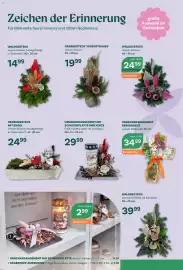 Bellaflora Flugblatt Seite 6: Urnenarrangement Rebenkreuz €34,99, Urnenarrangement mit Schieferplatte und Kerze Erika €29,99