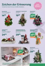 Bellaflora Flugblatt Seite 6: Urnenarrangement Rebenkreuz €34,99, Urnenarrangement mit Schieferplatte und Kerze Erika €29,99