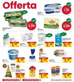 Volantino Eurospar Pagina 18: Burro Parmareggio €0,99, Yogurt Activia con Probiotico Bifidus gusti assortiti €2,99
