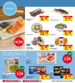 Volantino Eurospar Pagina 6: Trancio di Pesce Spada decongelato €3,99, Filetto di Platessa €13,99