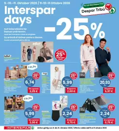Volantino Interspar Pagina 30: Calzino donna Sporty Golden Lady €2,24, Sloggi Damen-Tanktop Pure Comfort €5,99