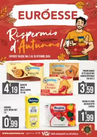 Volantino Euroesse Pagina 1: Mulino Bianco Fette Biscottate Dorate/Integrali €3,59, Arborea Latte Intero UHT €0,99
