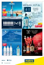 Makro leták Strana 18: Bombay Sapphire Gin 40 % €415,20, Finlandia 40 % €314,90