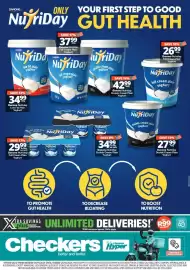 Checkers catalogue Page 1: DANONE. ONLY YOUR FIRST STEP TO GOOD NujriDay GUT HEALTH DANONE. Nu riDd low fat plain yoghurt