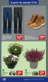 Catalogue ALDI semaine 42 page 40: TOP CRAFT PANTALON DE TRAVAIL DENIM €14,99, GARDENLINE CHRYSANThÈME €3,49
