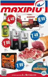 Volantino Maxipiù Pagina 1: Kimbo Macinato Fresco Caffè Espresso €6,99, Saom olio di oliva €4,49