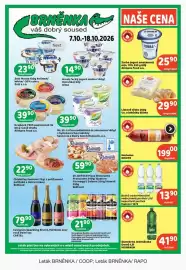 Brněnka leták Strana 1: Dobrá voda Minerální voda jemně perlivá €13,90, Zorba jogurt smetanový €25,90